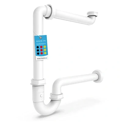 Immagine di Bächlein G 1 1/4 Inch Sifone Salvaspazio per il Bagno Piatto Lavabo da 32 mm Antiodore Made in Germany
