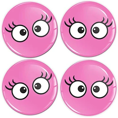 Immagine di Biomar Labs® 4 x 60mm 3D Adesivi in Silicone per Coprimozzo Cerchione Copricerchi Tappi Ruote Auto Tuning Ciglia Rosa A 1760