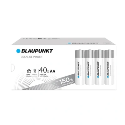 Immagine di BLAUPUNKT AA batterie alcaline, confezione da 40, per gli orologi a parete e telecomandi TV, LR6BPO/40CB