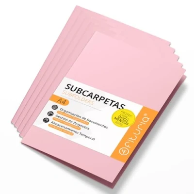 Immagine di Cartelline Cartoncino A4, Raccoglitori Documenti di Carta 180gr, Cartella Portadocumenti per Archiviazione, Confezione da 50 Carpette Colorate Ordinare Ofituria (Rosa)