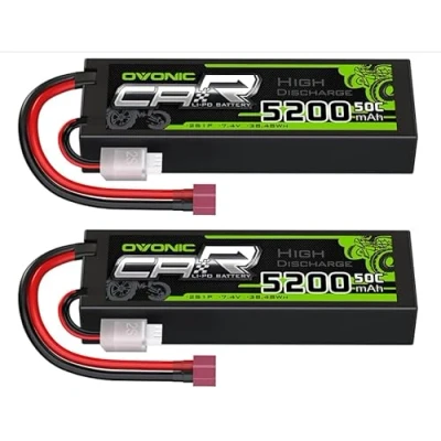 Immagine di OVONIC Lipo 2s Batteria 7,4 V 50 C 5200 mAh con spina T Deans Style per camion RC Car (2 pezzi)