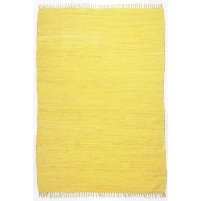 Immagine di THEKO Tappeto Dhurry in 100% cotone a tessitura piatta Happy Cotton Tessuto mano Colore: giallo 120x180 cm