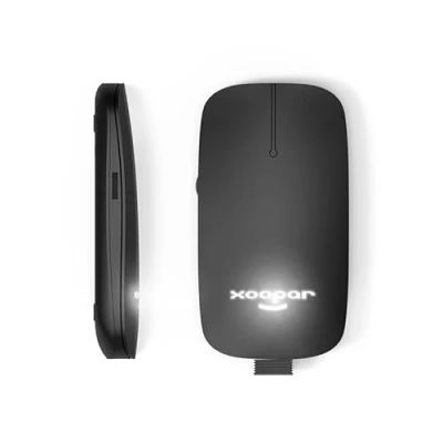 Immagine di Xoopar Mouse Wireless 2.4G, Senza Batterie, Bluetooth, Ricaricabile, Connesso Computer, Ultra Sottile, Pokket In Plastica Riciclata (Nero)