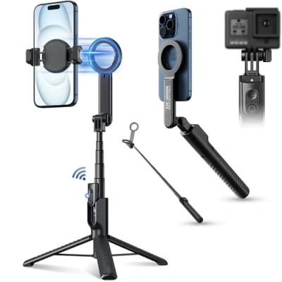 Immagine di JJC Bastone magnetico per selfie, 101,6 cm, estensibile, treppiede telefono, con telecomando wireless, iPhone 16, 15, 14, 13, 12 (supporto MagSafe), Samsung Huawei, Google e altri smartphone
