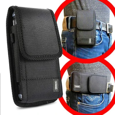 Immagine di scozzi Fondina Porta Cellulare da Cintura (L) Supporto Custodia Telefono Universal, p.e. compatibile con Samsung S23 S22 S21 S20 A54 A53 per iPhone 15 14 13 12 11 XR FE Plus Ultra Mini Lite Pro