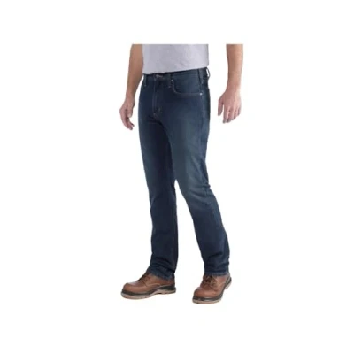 Immagine di Carhartt Jeans Con Gamba Affusolata, Cinque Tasche, Straight Fit, Elasticità Extra Rugged Flex, Uomo, Blu (Superiore), 30W / 30L