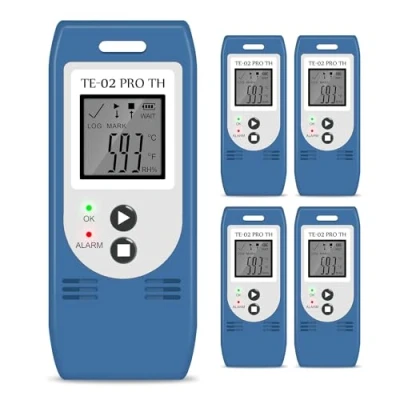 Immagine di ThermElc TE 02 Pro TH Registratore di Temperatura e umidità con report CSV PDF Automatici, Confronta i Dati Più Dispositivi, Data Logger Certificato Calibrazione