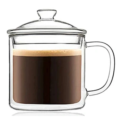 Immagine di TAMUME Stile Ufficio Doppia Parete Tazza da Tè in Vetro con Filtro e Coperchio (350ml)