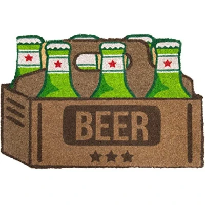 Immagine di Fisura zerbino d&#039;ingresso con Forma. Originale in Cocco Base Antiscivolo PVC. Misure: 70 x 40 cm. (Birre, Marrone)