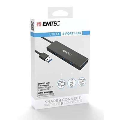 Immagine di Emtec T620A Type A Classic Hub 4 Porte USB 3.0 Nero