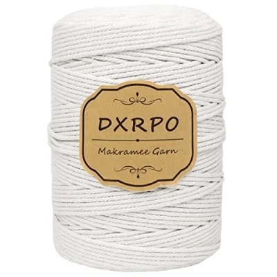 Immagine di DXRPO Macrame Corda 3 mm x 300 m, macramè Filo Naturale, per Appendiabiti Fiori in Macrame, Home Decor Camera da Letto e Decorazioni Nuziali (Bianco)