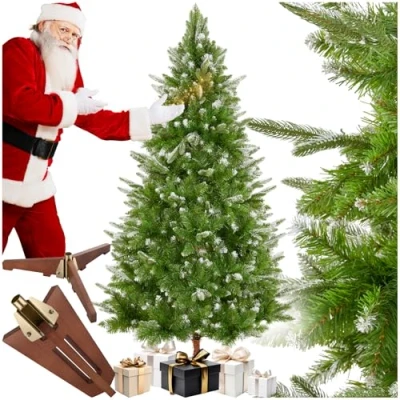 Immagine di tectake® Albero di Natale Artificiale, Realistico, Aghi Stampati a Pressofusione, con Supporto Pieghevole, Decorazioni Casa Moderna Verde, Premium: 180 cm / 545 punte