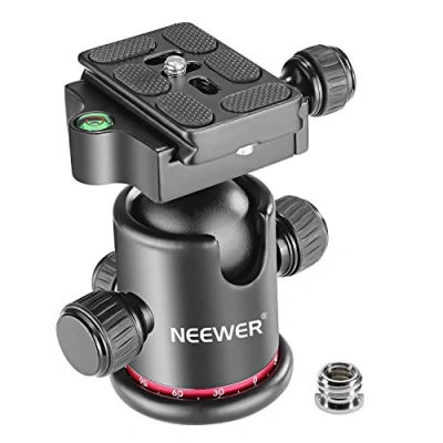 Immagine di NEEWER Testa a Sfera per Treppiede 36MM Panoramica 360 Piastra Sgancio Rapido Arca, Vite 1/4&quot; Filettato 3/8&quot;, Carico Massimo 17,6 lb/8 kg, Monopiede, Fotocamera DSLR, Videocamera (Rosso)