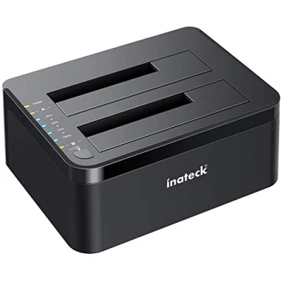 Immagine di Inateck Docking Station Hard disk USB 3.0 a SATA Dual Bay per Drive con funzione clonazione offline HDD SSD 2.5/3.5 (SATA I/II/III), compatibile 2 x 20TB e UASP, Nero (SA02002)