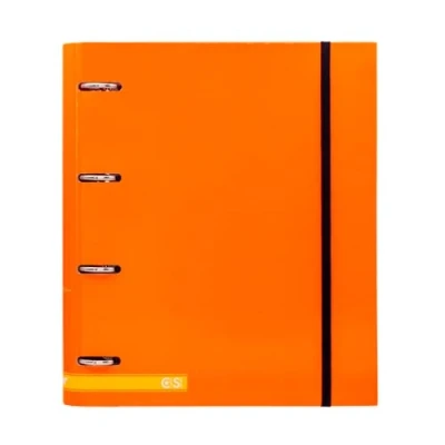 Immagine di Raylu Paper Raccoglitore a 4 anelli con ricambio A4 da 100 fogli 5 x mm e 6 separatori di colori, carpano chiusura in gomma elastica (arancione)