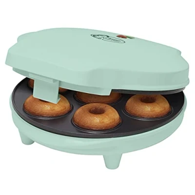 Immagine di Bestron macchina per ciambelle elettrica, Donut Maker 7 piccole, incl. antiaderente &amp; indicatoro luminso, 700 watt, colore: verde