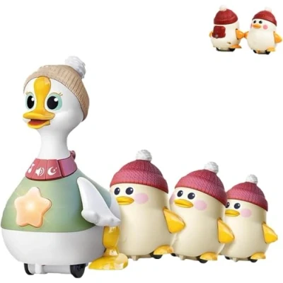 Immagine di Tummy Time Duck Family Toy, Swinging Crawling Walking with Baby Ducks, Ducks Toys for Toddlers 1 3 (A)