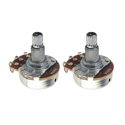 Immagine di IKN 2PCS Full Size chitarra Volume tono di controllo Vasi B500K Linear Taper potenziometro Dia24mm L18mm lungo Split Shaft