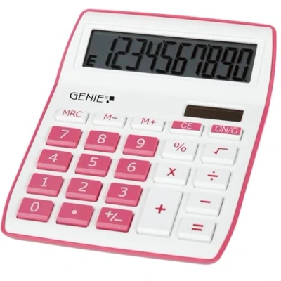 Immagine di Genie 840 B Calcolatrice a 10 cifre (Dual Power (Solare e Batteria), Design compatto) pink