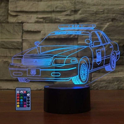 Immagine di HPBN8 Ltd Creativo 3D Auto di Polizia Luce Della Notte LED Lampada 7/16 Colori USB Power Telecomando Interruttore Tattile Giocattoli per Bambini Decor Natale Regalo Compleanno