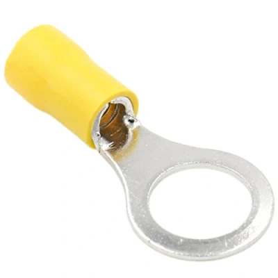 Immagine di Heschen anello terminale vinile isolato filo elettrico connettori a crimpare rv5.5 10, taglia 3/20,3 cm per 4 6 mm² (12 10 AWG) giallo 100 pezzi