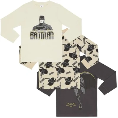 Immagine di Batman Confezione da tre magliette a maniche lunghe in 100% cotone pettinato, multicolore, 9 10 Anni