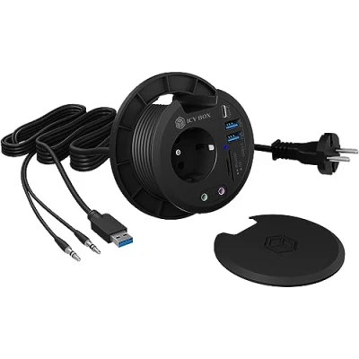 Immagine di ICY BOX IB HUB1430 CR, 3 Port USB 3.0 Tisch Hub und Card Reader mit Audio Ein /Ausgang 5 Porte Nero