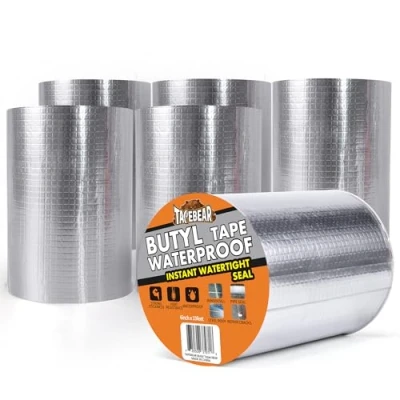 Immagine di TAPEBEAR Nastro Butilico 150mm x 10m, Sigillante Impermeabile, Autoadesivo in Alluminio per Riparazione di Tetti, 6 Rotoli