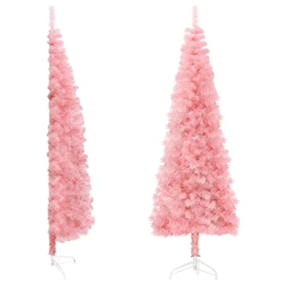 Immagine di vidaXL Albero Natale Artificiale Sottile a metà e Supporto Rosa 150 cm