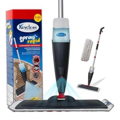 Immagine di IPEA Scopa Lavapavimenti a Spruzzo in Alluminio con Panno Microfibra Super Leggera Mop Spray Flacone per Lavare Pavimenti, Rimuovere la Polvere, Pulire i Vetri