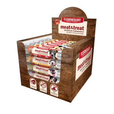 Immagine di Fleischeslust Meat &amp; Treat Assortimento misto, 33 x 80 g, 7 pollame, cavalli, salmone, 5 salsicce al formaggio)