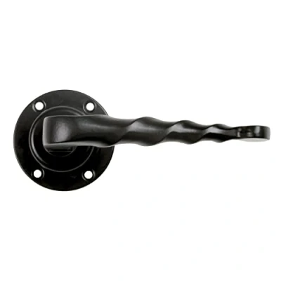 Immagine di Amig Set di 2 maniglie decorative per porte passaggio Mod.101R Rosetta Ø60 mm Maniglia 114 Quadretto 8 Tipo forgiato Zamak Finitura nera