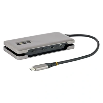 Immagine di StarTech.com Hub USB C a 4 Porte Multipresa Type Portatile con Power Delivery 100W Pass Through Ciabatta 3.1 10Gbps cavo avvolgente da 25cm Replicatore di (HB31CM4CPD3)