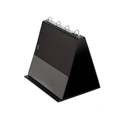 Immagine di VELOFLEX 4101080 lavagna a fogli mobili DIN A4, formato orizzontale, incl. maniche trasparenti, in PVC, supporto da tavolo per presentazione, nera, raccoglitore ad anelli stand up