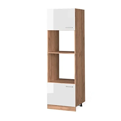 Immagine di Vicco mobile cucina microonde R line, Bianco lucido/Quercia dorata, 60 cm