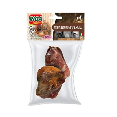 Immagine di Riga Essential, 2 Ginocchia di maiale Chuches masticabili per cani, 100% naturale, non trasformati Ricchi proteine
