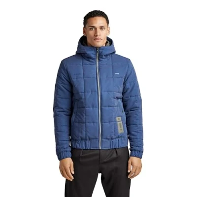 Immagine di G STAR RAW Meefic Squared Quilted Hooded Jacket, Giacca Uomo, Multicolore (Reflective Sea Blue D20126 C550 D531), S