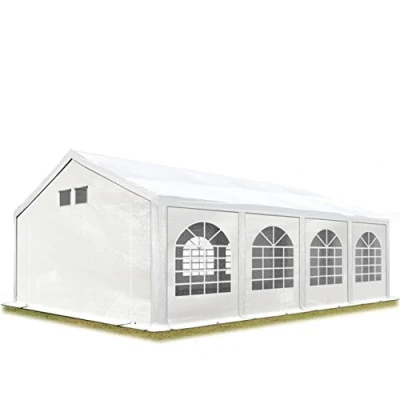Immagine di TOOLPORT Tendone per Feste Gazebo 4x8 m Bianco PE 550 N Impermeabile Protezione UV Tenda Giardino Sagre Eventi Mercati Esterno con Telaio a Pavimento