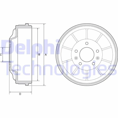 Immagine di DELPHI BF562 Freni a Tamburo senza anello sensore ABS, cuscinetto ruota, supporto 298