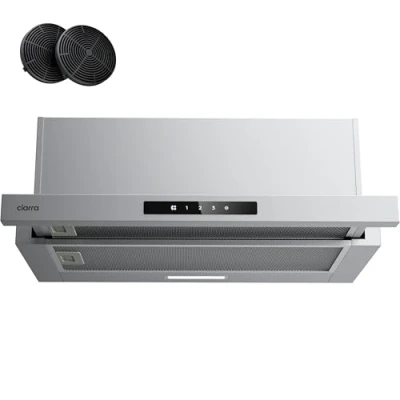Immagine di CIARRA CBCS6909A Cappa Aspirante Integrata 60 cm Telescopica 600m3/h 3 Livelli di Potenza Ricircolo con Filtro Carbone CBCF055 Classe A+, in Argento