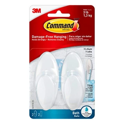 Immagine di Command BATH18 ES Ganci da Bagno Medi con Strisce Resistenti all&#039;Acqua, out_of_Print, M