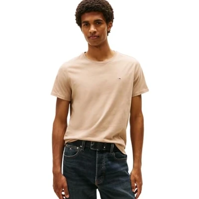 Immagine di Tommy Jeans Tjm Xslim Jersey Tee Dm0dm04411, Maglietta a Maniche Corte Uomo, Beige (Coastal Taupe), 3XL Plus