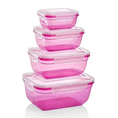Immagine di Grizzly Contenitore per Alimenti con Coperchio Rettangolare Set da 4 Ermetico Anti Perdite senza BPA