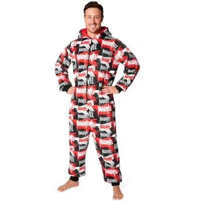 Immagine di Marvel Pigiama Intero Uomo Caldo Pigiamone in Pile con Cappuccio S 3XL Pigiami Invernali Interi Gadget Regalo (Multi Marvel, XL)