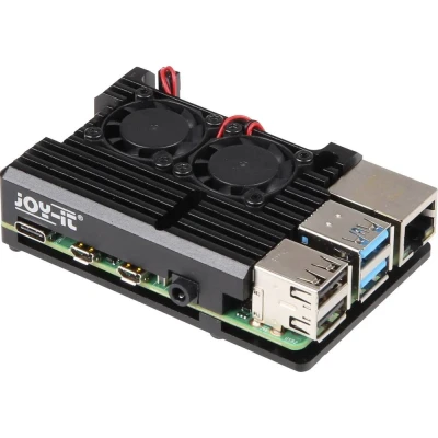 Immagine di Custodia per scheda SBC Joy it Armor Case BLOCK ACTIVE Adatto (kit di sviluppo): Raspberry Pi incl. raffreddatore attivo Nero