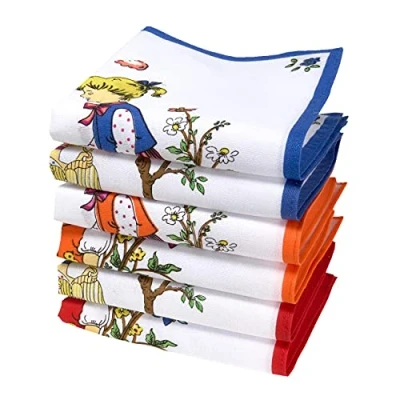 Immagine di Merrysquare Fazzoletti per Bambini 6 Pezzi 100% Cotone Misura Piccola 27 x cm Modello Girly