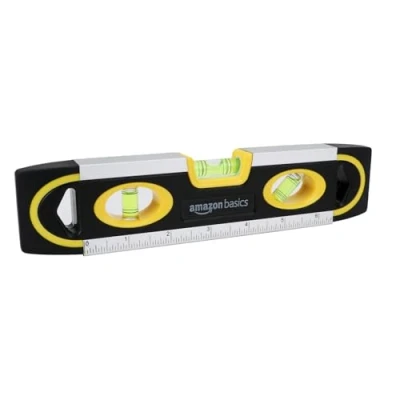 Immagine di Amazon Basics, livella torpedo magnetica e righello da 22.9 cm, a piombo/livella/bolla 180, 90, 45 gradi, Metallico