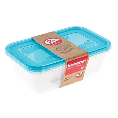 Immagine di keeeper Set da 2 Contenitori per Alimenti, x 3,3 L, 29 19 9 cm, Fredo Fresh, Blu trasparente