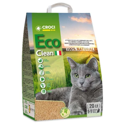 Immagine di Croci Lettiera Eco Clean 20 L Gatti agglomerante, Biodegradabile si getta nel WC, 100% vegetale, Sabbia Antiodore di lunga durata
