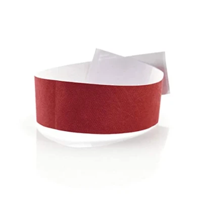 Immagine di Fun Fan Line 200 braccialetti di identificazione in carta tyvek con Controllo Numerati e Chiusura adesiva. Intrasferibile resistente all&#039;acqua. 19 o 25mm. (19mm larghi, Rosso)